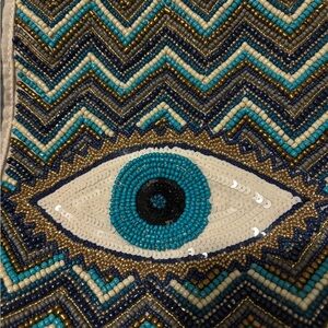 Evil eye hand stiched beaded beach/ travel bag!!